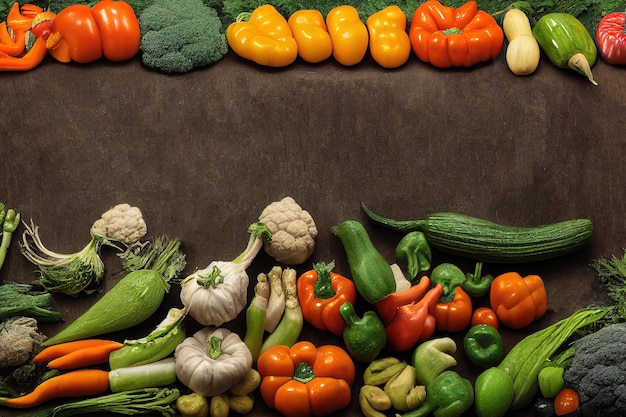 Groene groenten plat leggen overhead kopieerruimte Dieet detox en gezond voedsel concept vegetarische maaltijden