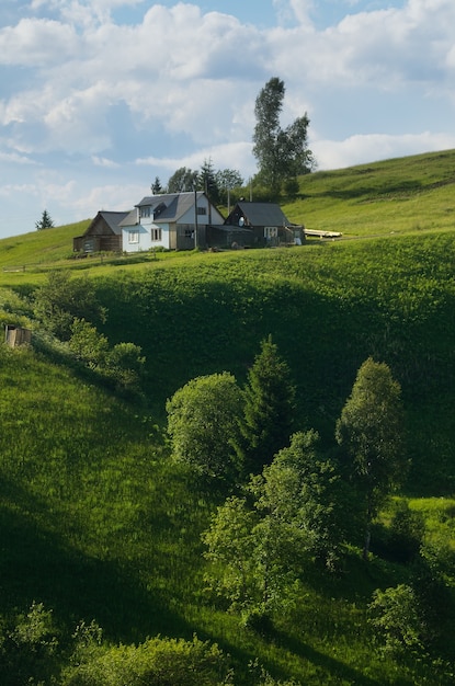 Groene heuvel naar het huis