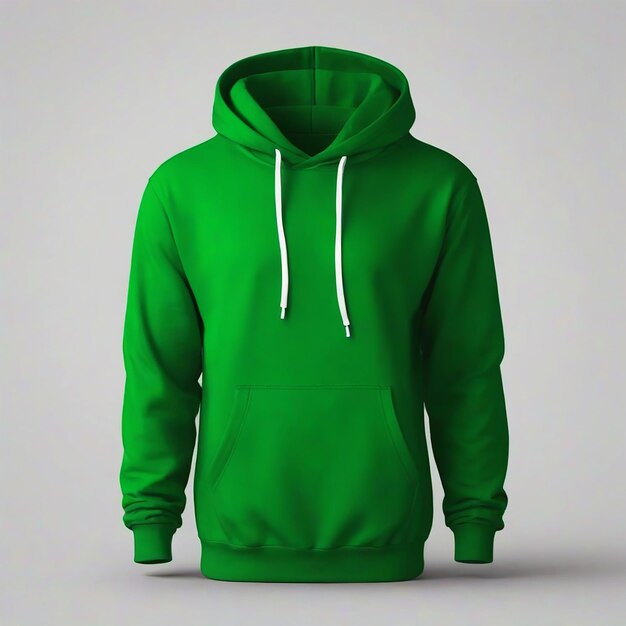 Groene hoodie in front view mockup Stijl witte achtergrond