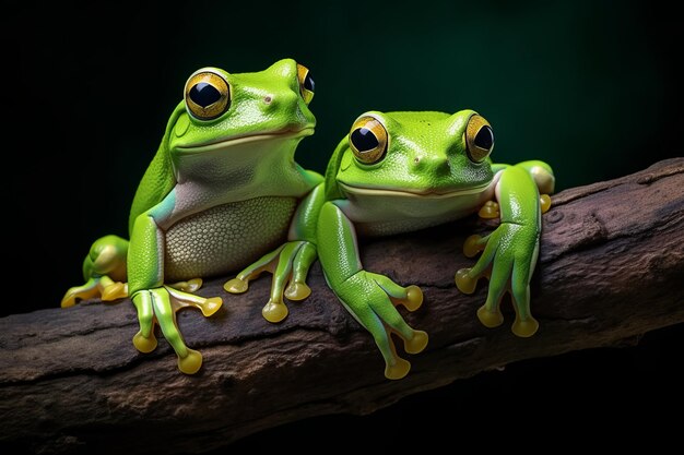 Groene kikker close-up op hout