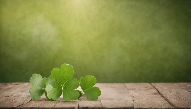 Groene klaverbladeren op houten achtergrond StPatricks Day Kopieer ruimte Bier Vakantie