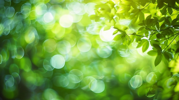 Groene kleur abstracte vage bokeh achtergrond van boom en licht in natuurlijke tuin Generatieve AI