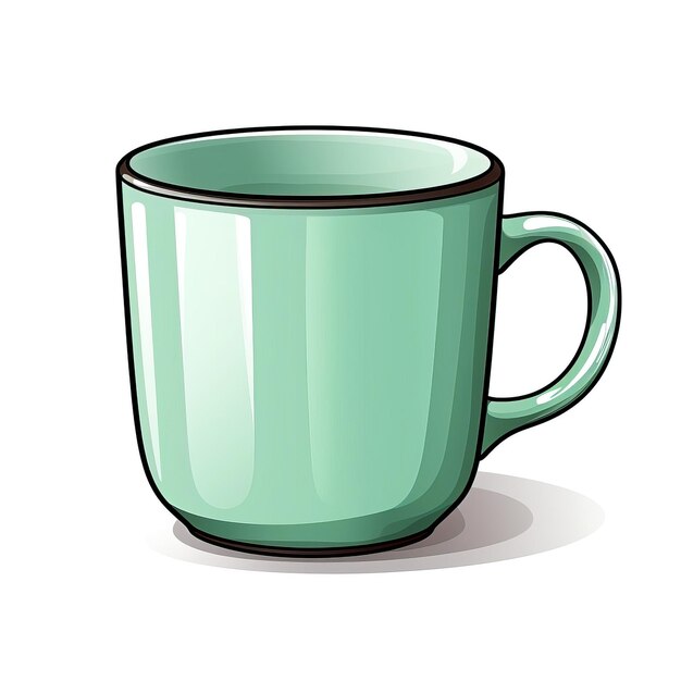 Foto groene kleur mug handgetekende vector witte achtergrond isolaat