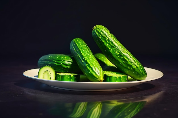 Groene komkommer groente voedzaam heerlijk vers voedsel behang achtergrond illustratie