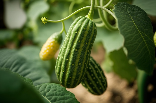 Groene komkommers gekweekt in een kas