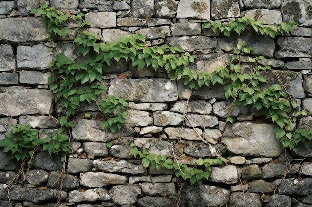 Groene kruipplant op oude stenen muur achtergrond Geweldig voor elk gebruik