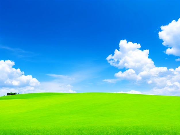 Groene land blauwe hemel witte wolk landschap achtergrond