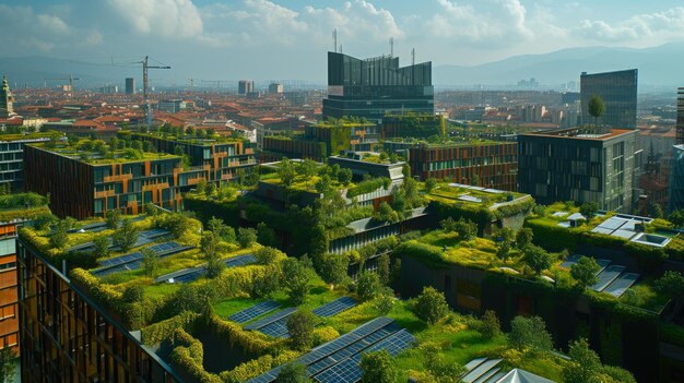 Foto groene levensperspectieven in moderne metropolen