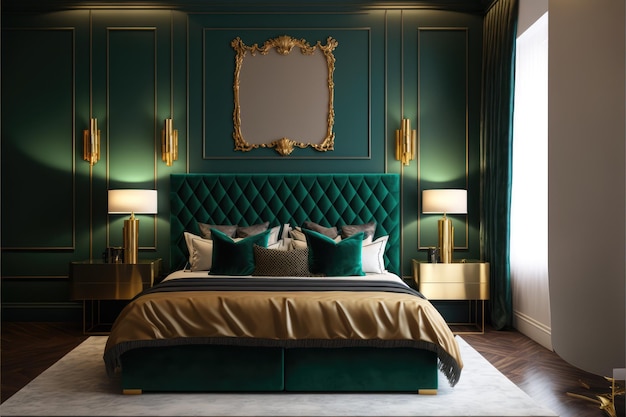 Groene luxe slaapkamer