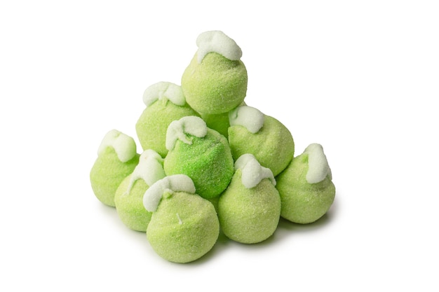 Groene marshmallow snoep geïsoleerd op witte achtergrond