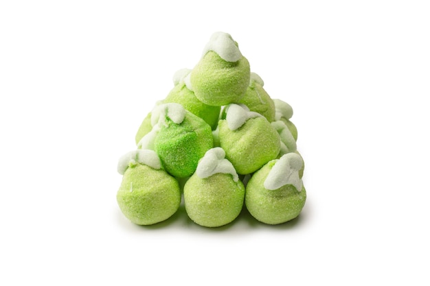 Groene marshmallow snoep geïsoleerd op witte achtergrond