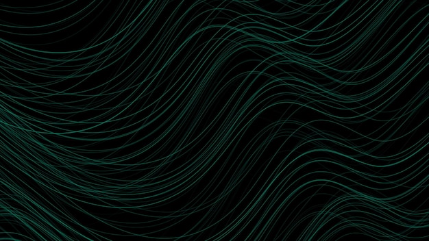 Groene minimale golvende lijnen abstracte futuristische technische achtergrond