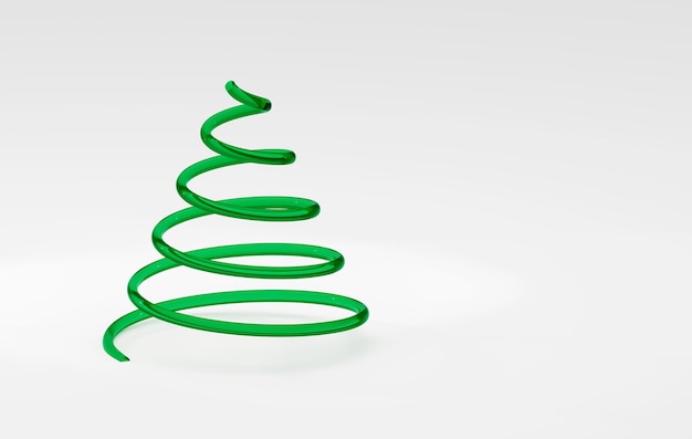 Groene minimale Kerstmis creatief concept Glazen Kerstboom op witte achtergrond 3D-rendering illustratie