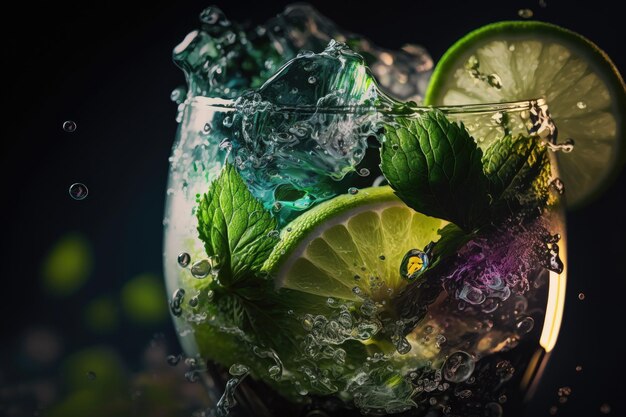 Groene mojitococktail Illustratie Generatieve AI