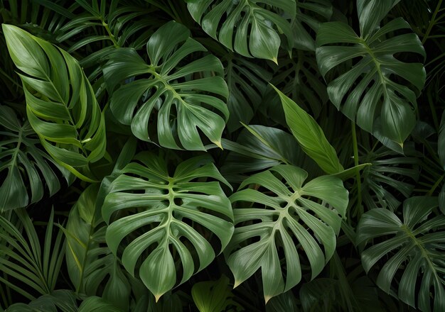 Groene monstera bladeren vintage op naadloze achtergrond