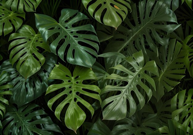 Foto groene monstera bladeren vintage op naadloze achtergrond
