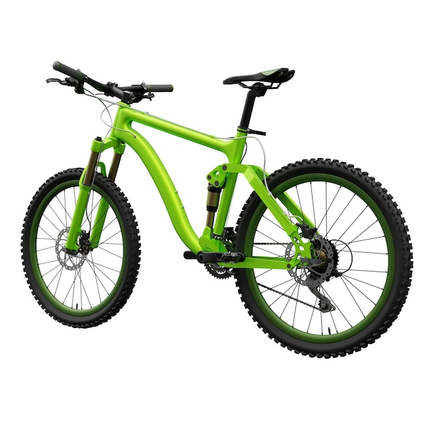 Groene mountainbike op een afgelegen witte achtergrond 3D-rendering