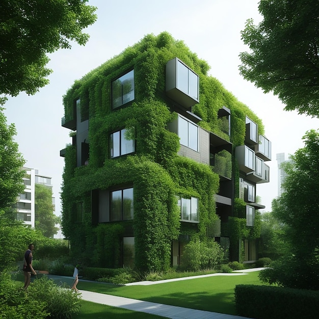 groene muur van een modern huis