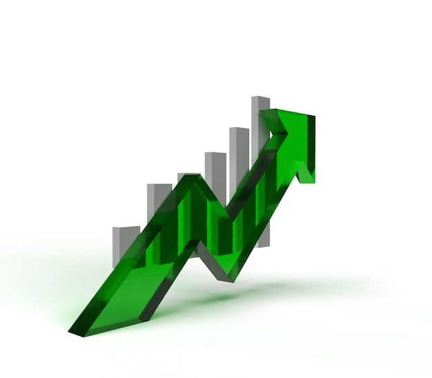Groene opwaartse trend abstracte achtergrond Een groene pijl toont de trend van de markt om op te stijgen Backg