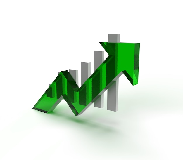 Groene opwaartse trend abstracte achtergrond Een groene pijl toont de trend van de markt om op te stijgen Backg