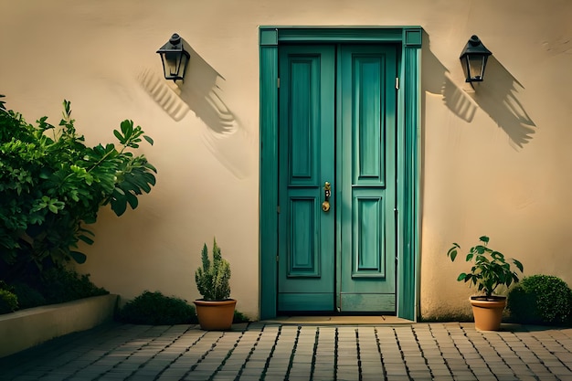 Foto groene oude vintage houten victoriaanse europese voordeur of achterdeur en een raam als achtergrond of achtergrondontwerpelement