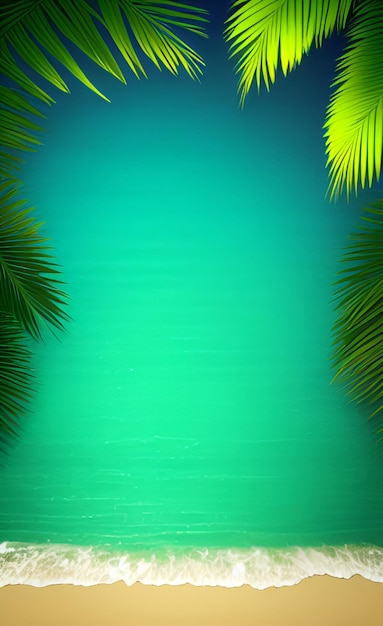Groene palmbladeren op de oceaan
