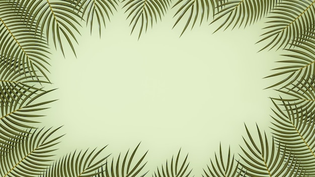 Groene palmboom op groene achtergrond 3D-rendering