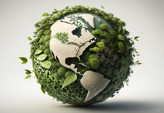 Groene planeet recycling op witte achtergrond