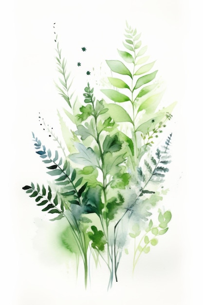 Groene Plant aquarel