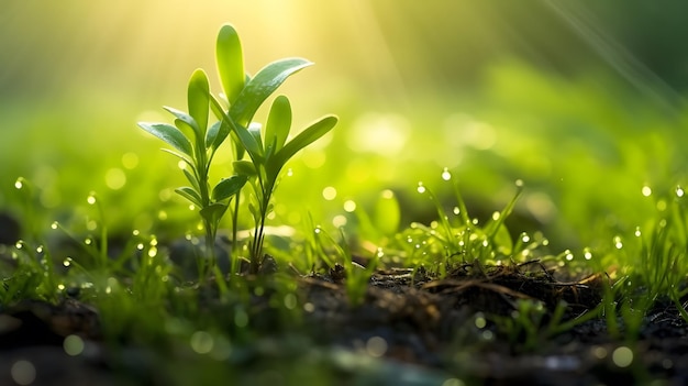 Foto groene plant in de ochtend