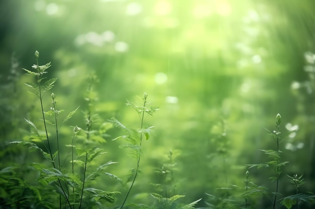 Groene planten in het bosbehang