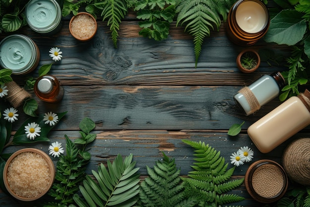 Groene planten op een houten tafel