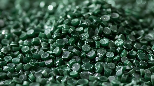 Groene plastic pellets achtergrond Closeup Plastic granules Polymer plastic kralen hars polymer