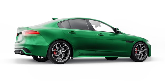 Groene Premium sportsedan 3D illustratie