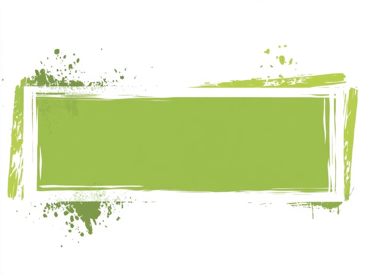 Foto groene rechthoekige postzegel met witte rand