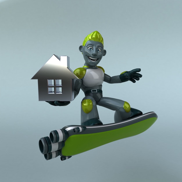 Groene Robot - 3D illustratie