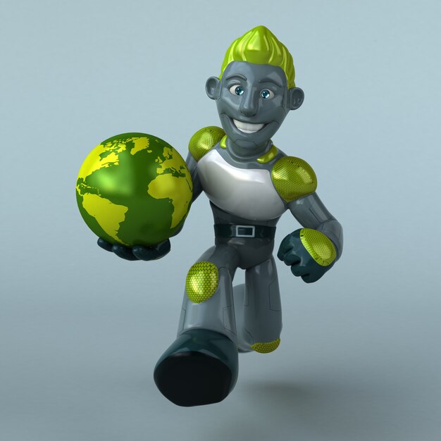 Groene Robot - 3D illustratie