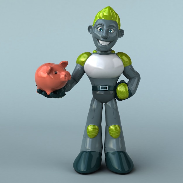 Groene Robot - 3D illustratie