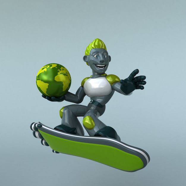 Foto groene robot - 3d illustratie