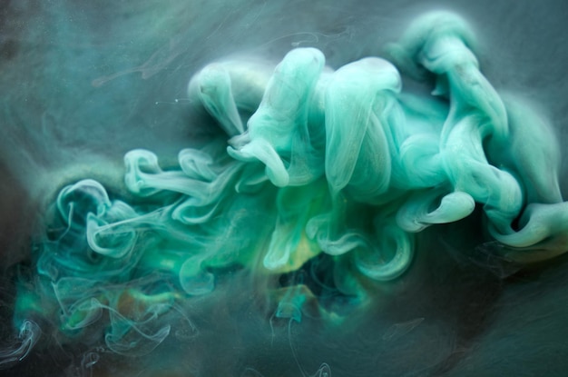 Groene rook abstracte achtergrond acrylverf onderwater explosie
