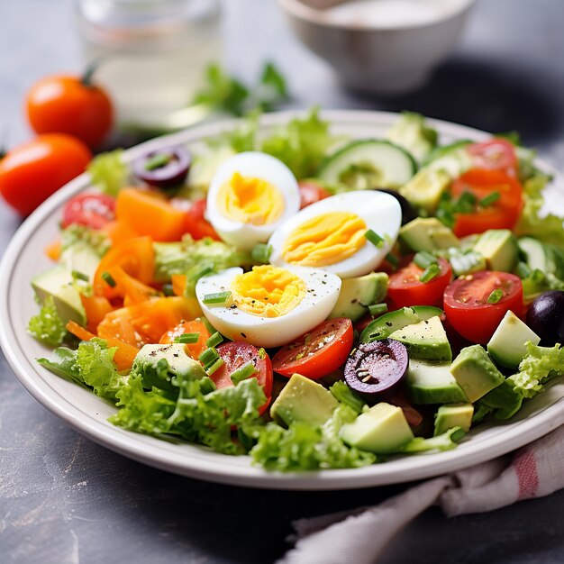 Groene salade met gebakken koninklijke voorbenen