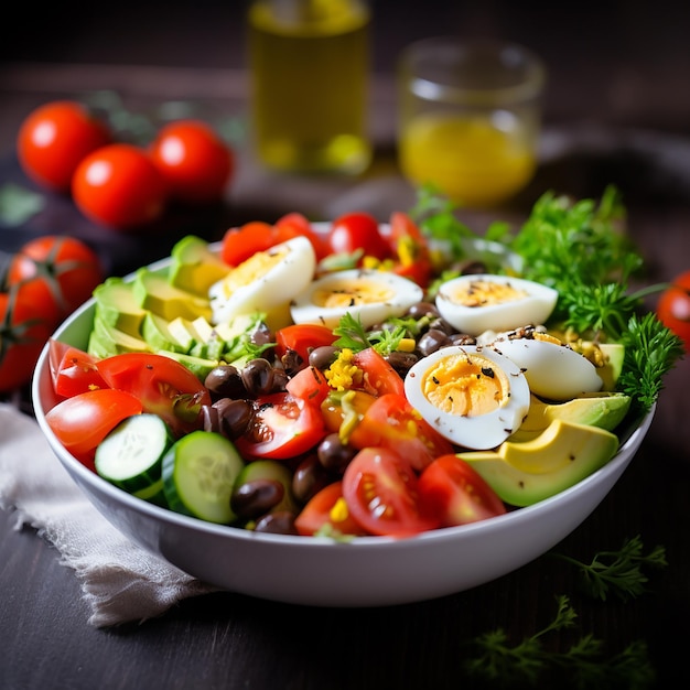 Groene salade met gebakken koninklijke voorbenen