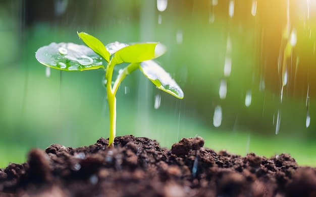 Groene scheuten en vruchtbare grond