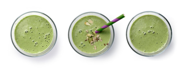 Groene smoothie detox drankje geïsoleerd op wit