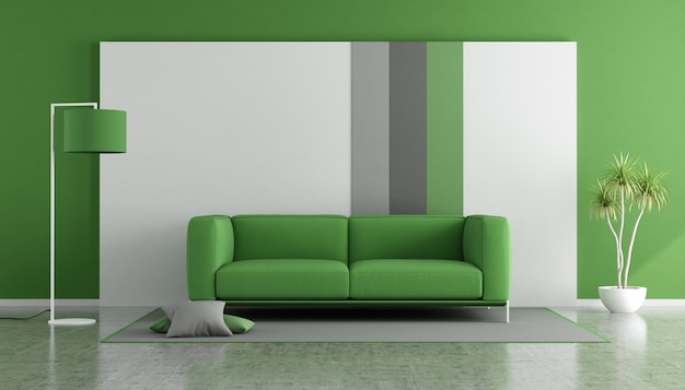 Groene sofa in een moderne lounge