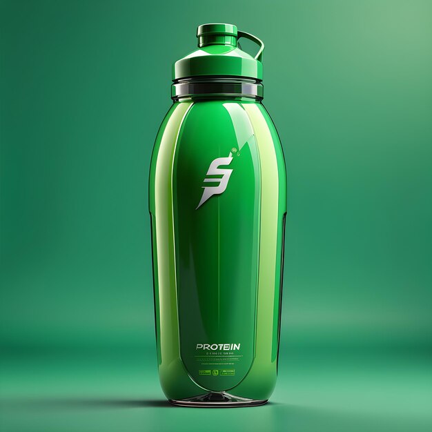 Foto groene sportfles mockup geïsoleerd op groene achtergrond