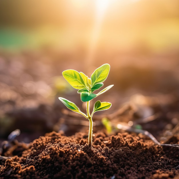 Groene spruit groeit uit de grond