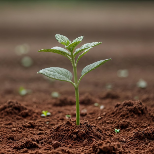 Groene spruiten in donkere bodem