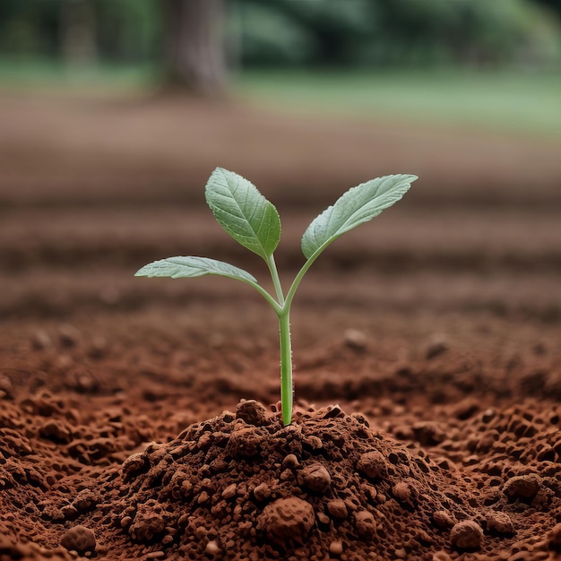 Groene spruiten in donkere bodem