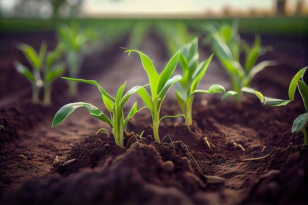 Groene spruiten in het veld Generatieve AI Generatieve AI